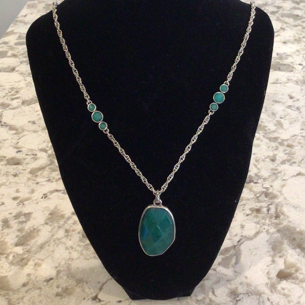 Lucky Brand Silver Necklace with Green Accents
